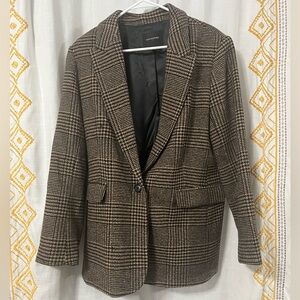 Banana Republic Black and Brown Checkered Blazer